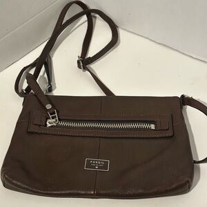 Fossil Dawson Brown Leather Crossbody Purse